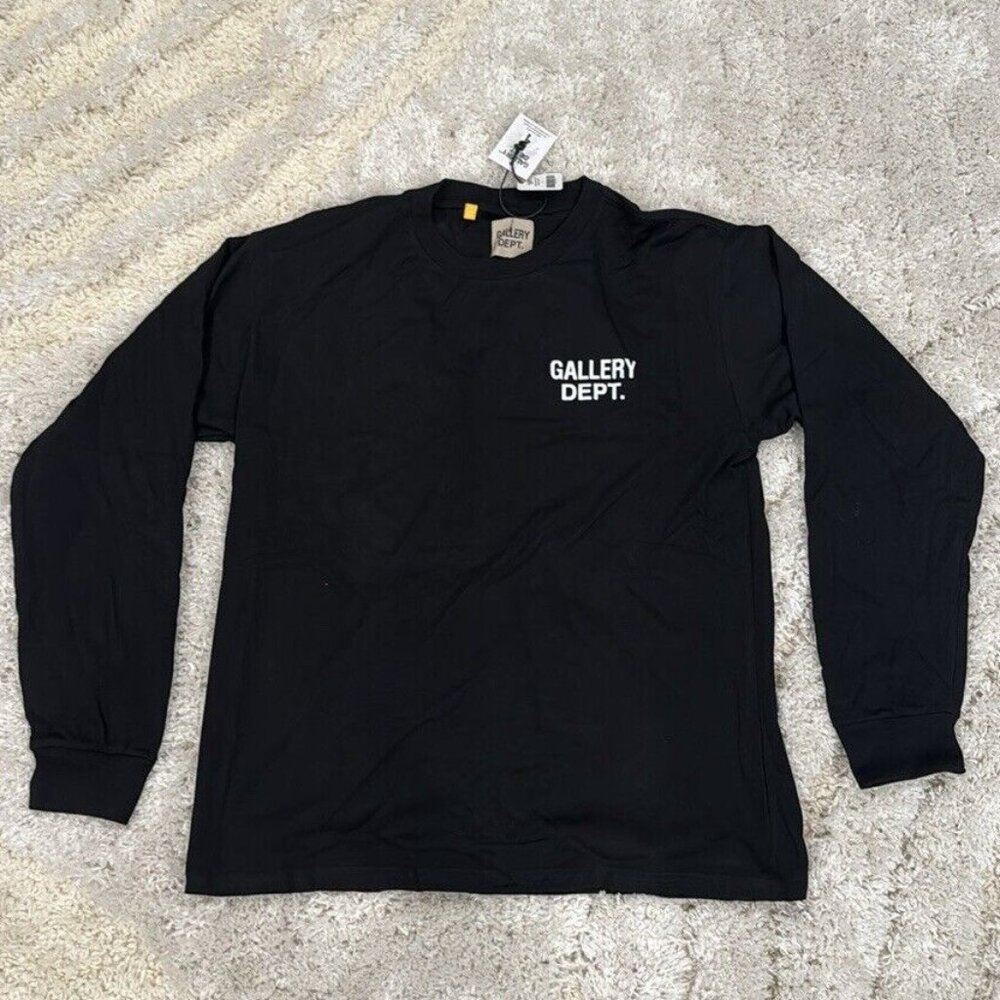 Gallery Dept Long-Sleeve Black Shirt Big Logo for Men Size Small Medium Large